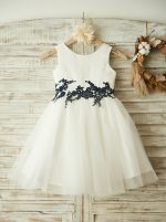 White Flower Girl Dresses,Knee Length Flower Girl Dress,11812