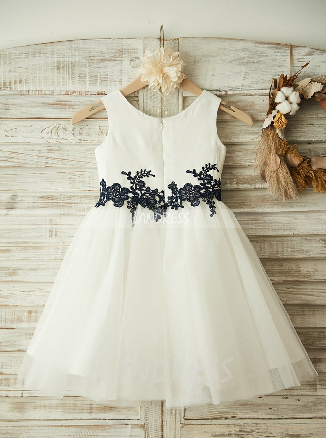 White Flower Girl Dresses,Knee Length Flower Girl Dress,11812