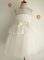 White Flower Girl Dresses,Lace Flower Girl Dress,11818