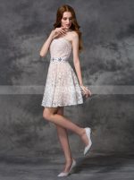 White Homecoming Dresses,Lace Cocktail Dress,Strapless Homecoming Dress,11469