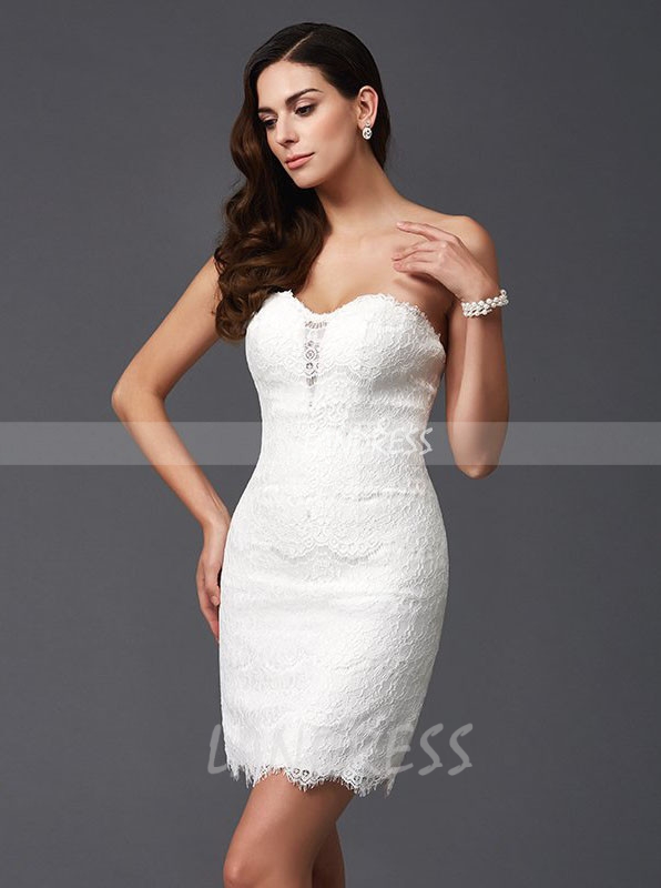 White Sweetheart Cocktail Dresses,Lace Cocktail Dress,Mini Length ...