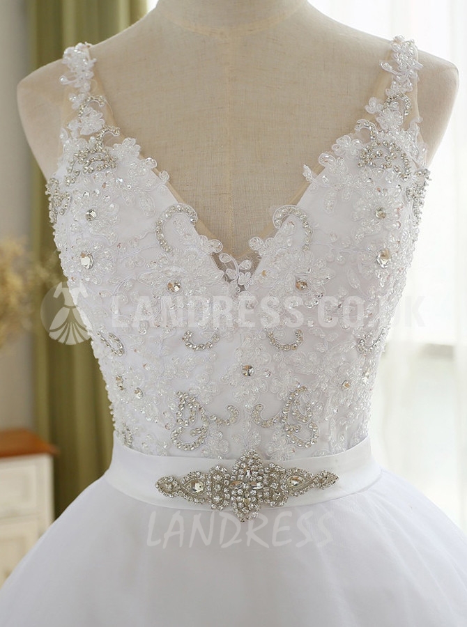 White Wedding Dresses,Tulle Bridal Dress,Modest Wedding Dress,11160