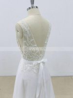 White Wedding Dresses,Wedding Dress with Belt,A-line Bridal Dress,11299