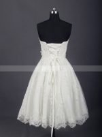 White Wedding Dress,Knee Length Bridal Dress,Wedding Reception Dress,11273